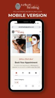 Mobile version Landing Page | Velvet Healing by Alma 🍃 🧘

🔗 www.velvethealingbyalma.com

Contact us 📲DM & Follow us for more info!

@webfactoryint More than Web & Ideas

#WeAreWebFactory #MoreThanWebAndldeas

#WebsiteDesign #mobilewebsite #bookingwebsite